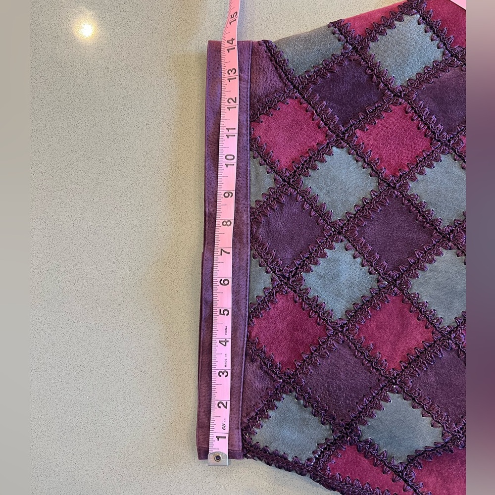 Vintage Lined Leather Crochet Patchwork Skirt in … - image 7